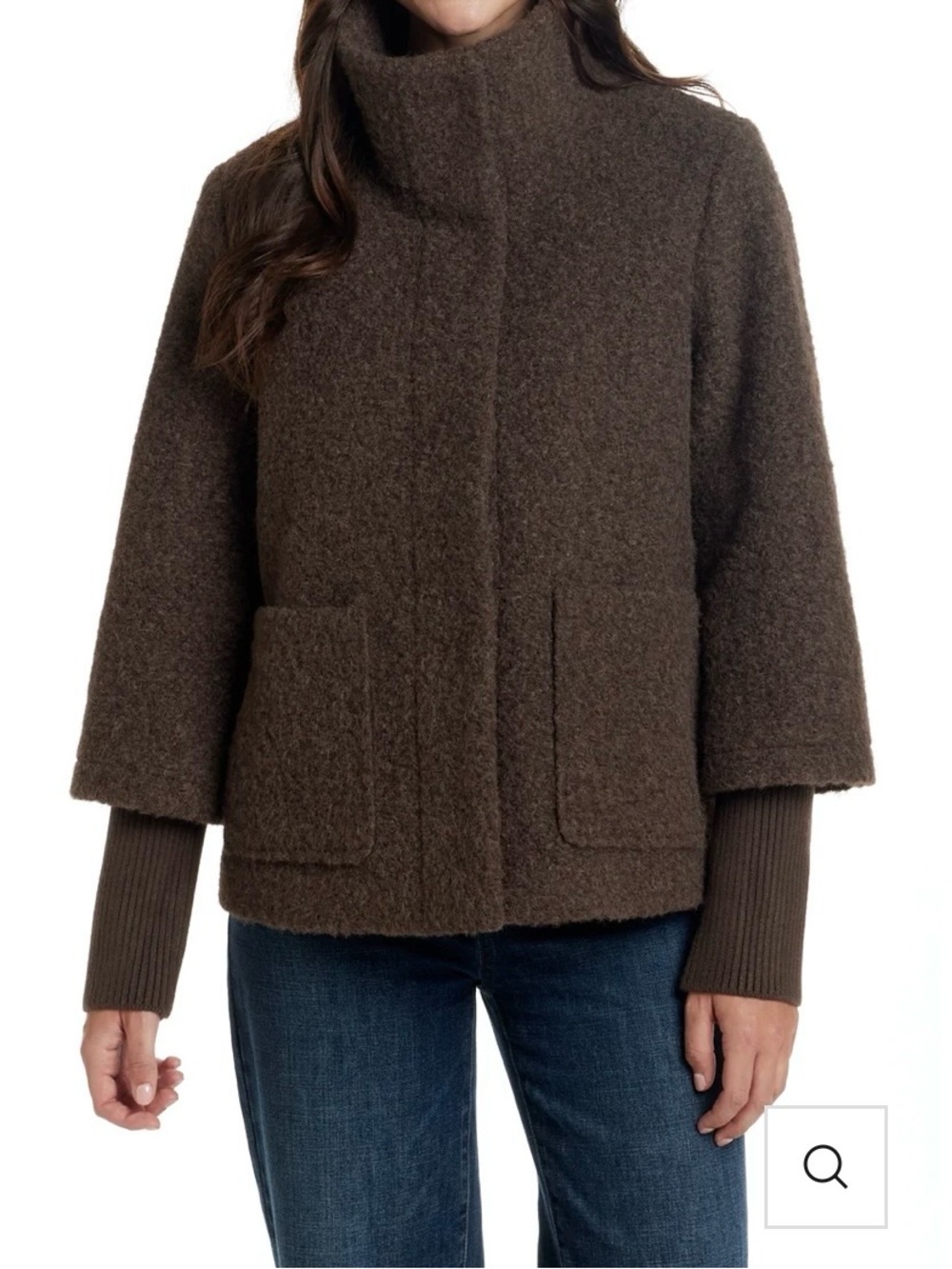Weatherproof Short Boxy Pea Coat in Brown NWT